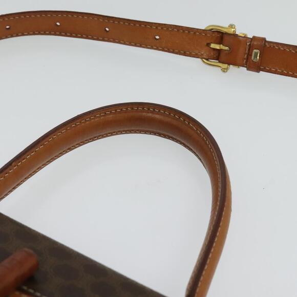 CELINE Macadam Canvas Hand Bag Pvc Leather Brown Gold - Picture 8 of 13